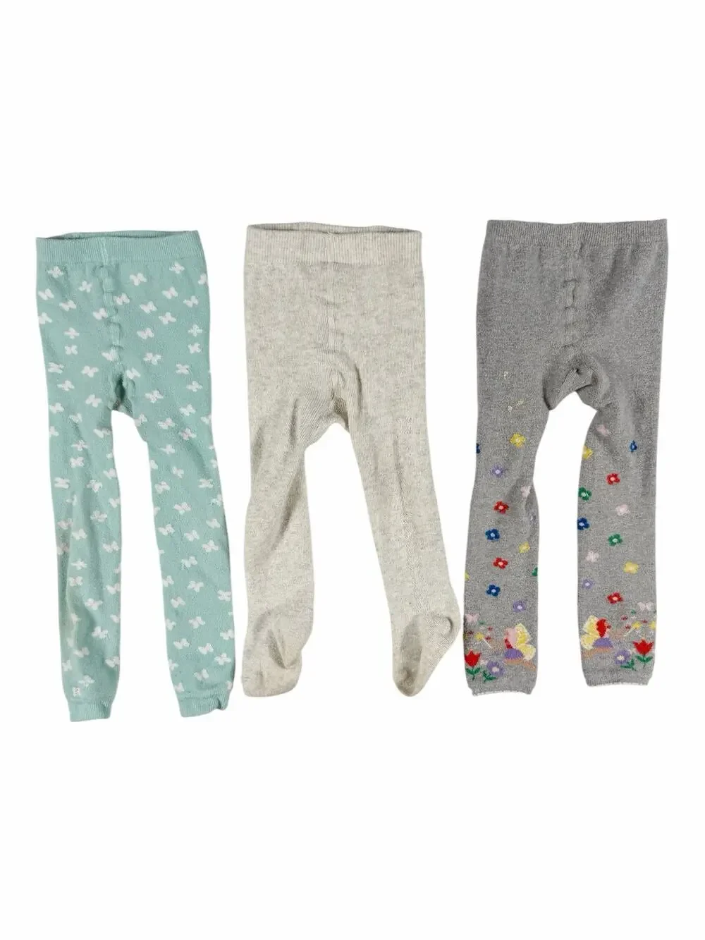 Hanna Andersson Girls Tights Lot of 3 Size 3–4 Butterflies Flowers Solid